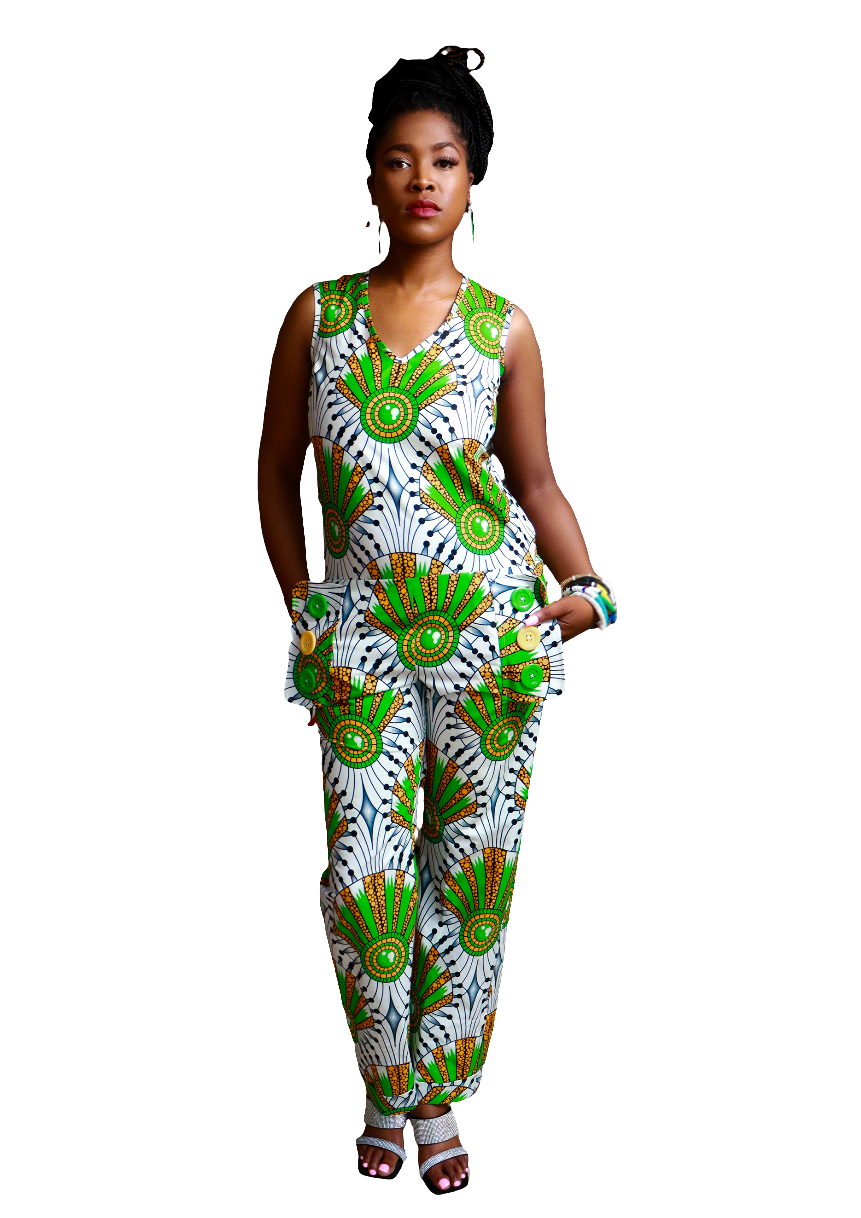 Ankara V-Neck Jumpsuit